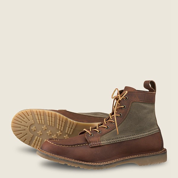 Red Wing Heritage Bot Erkek - Weekender Kanvas Moc - 6-Inchr Rough & Tough Deri - Kahverengi - 48FPI